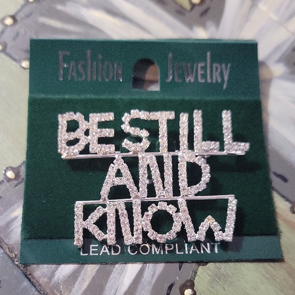 Fashion Jewelry Jewelry - Silver Crystal "Be Still and Know" Brooch
